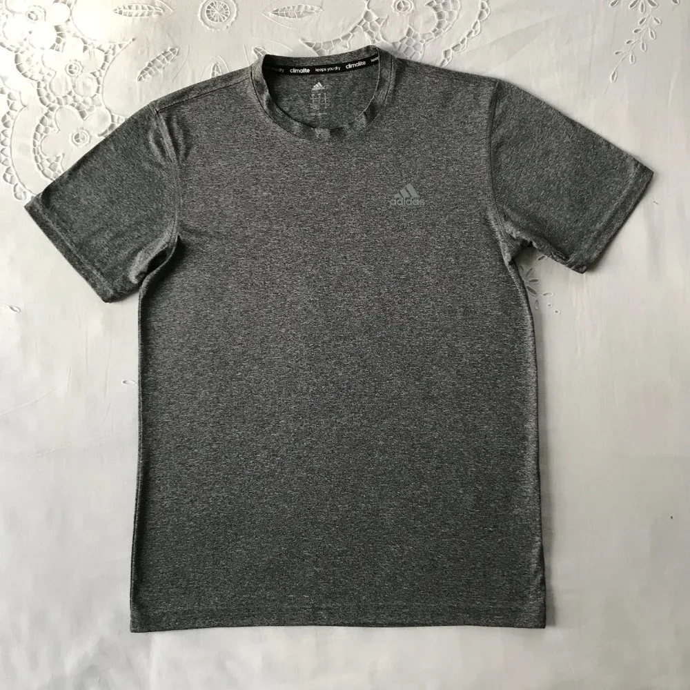 Adidas Gray Performance T-Shirt S Climalite EUC Running Workout Keeps You Dry